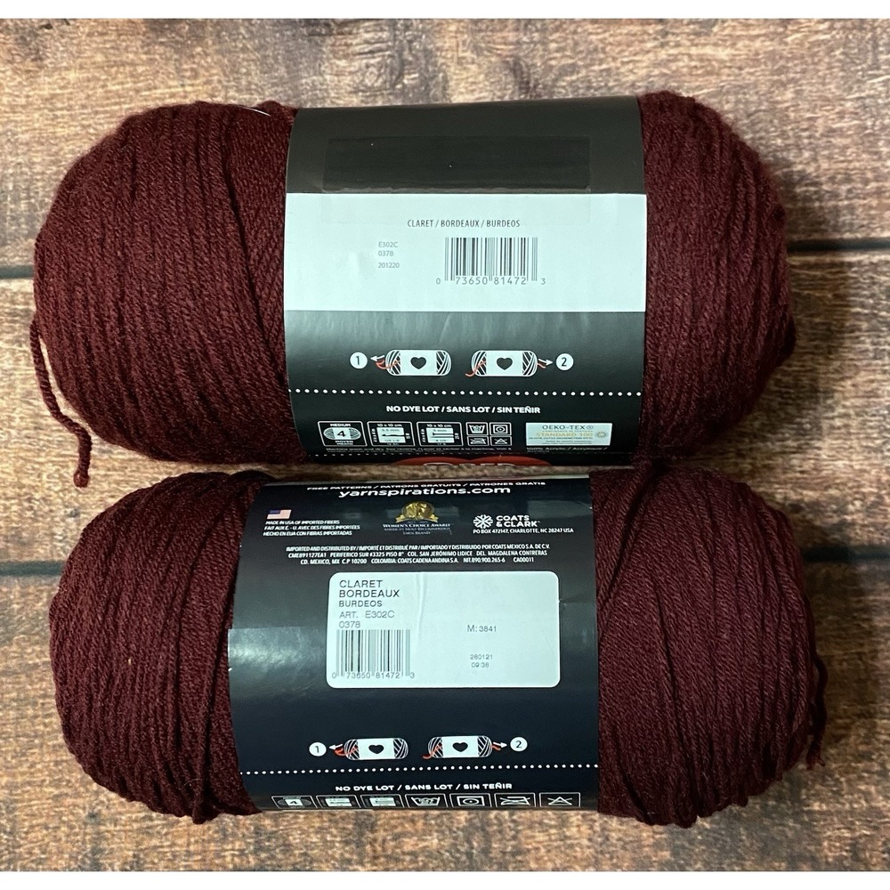 Red Heart Super Saver Jumbo Yarn Claret 4-Medium 14 oz/744 yards Lot of 2 - Picture 4 of 5